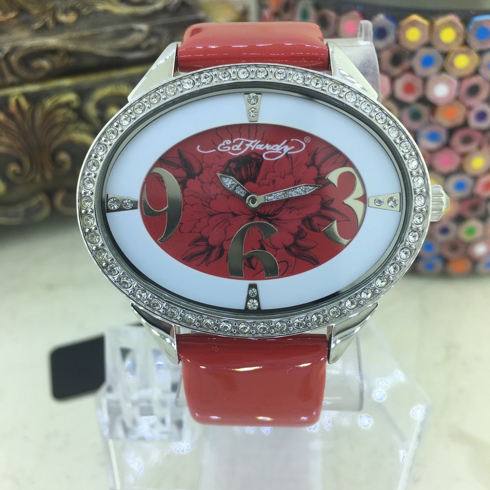 Ed Hardy ladies Show Girl Swarovski Crystal Watch